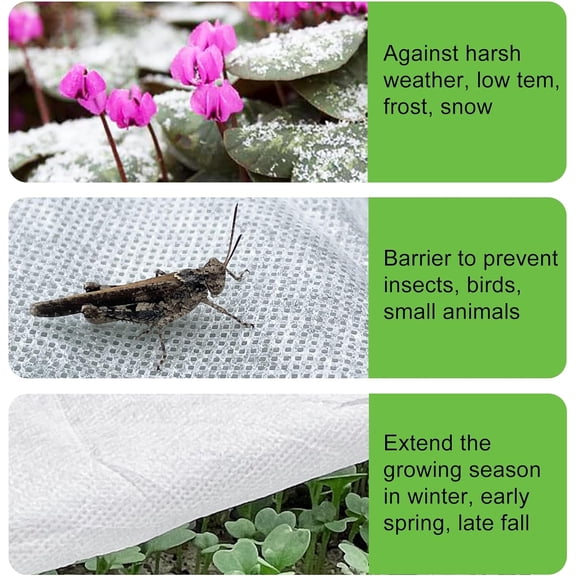 Plant Frost Blanket Freeze Cover 6.5 ft x 16 ft White Floating Row Cloth for Outdoor Garden Protection
