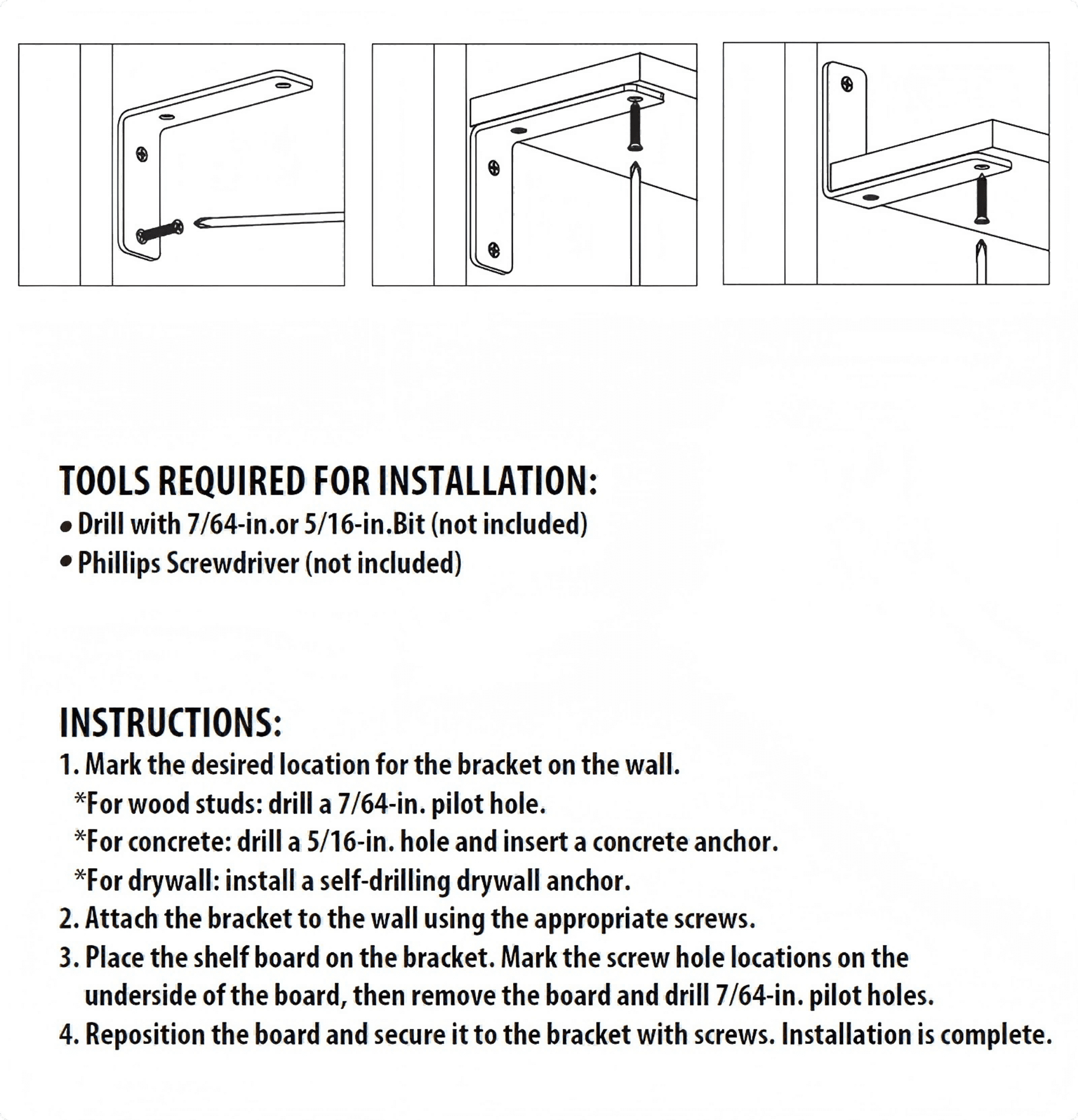 HT 6" x 4" Black L Shelf Bracket with Sturdy Support