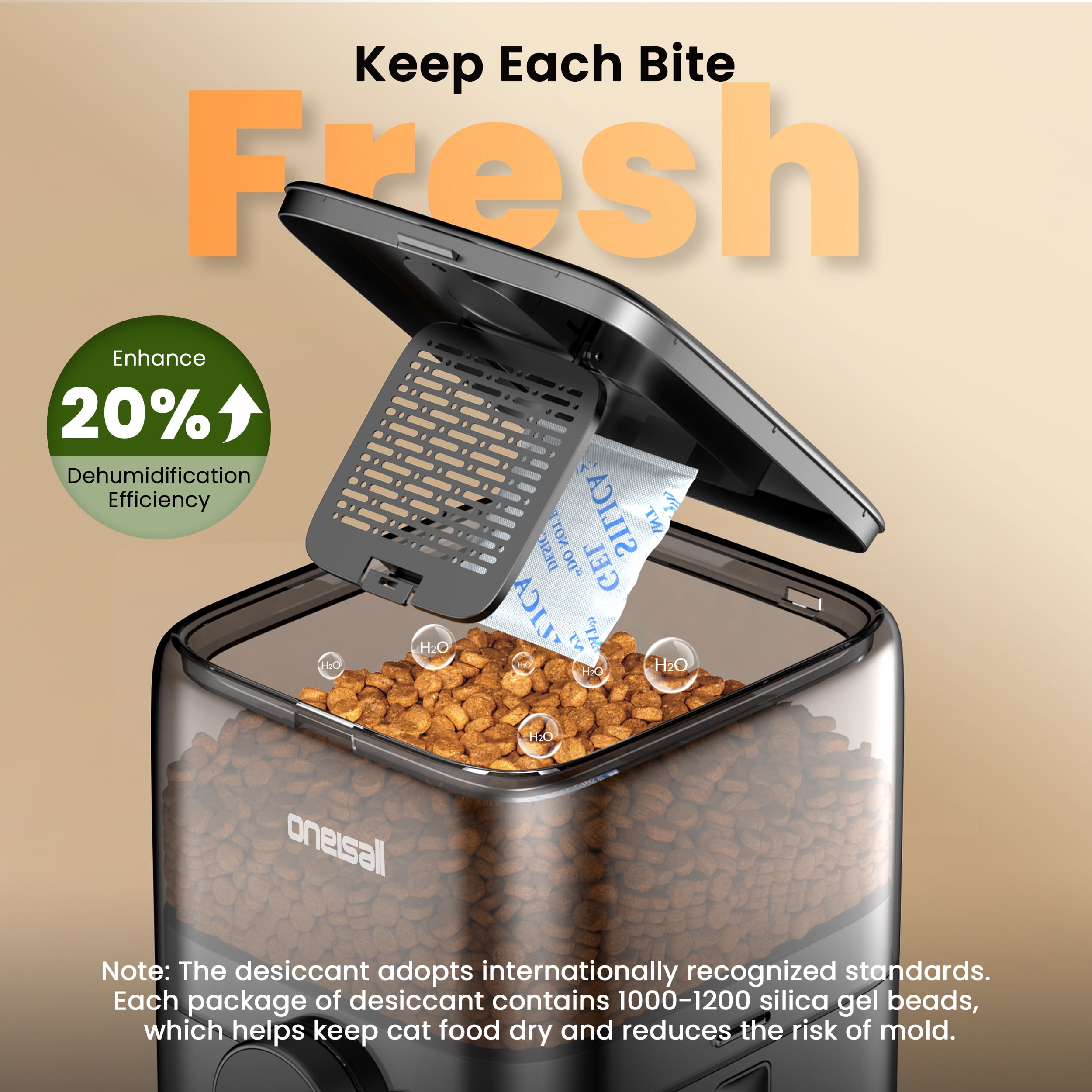 Oneisall PF05 Automatic Cat Feeder, 12 Cups/3L Programmable Cat Food Dispenser, Timed Cat Feeders for Dry Food, Black