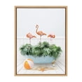 thumbnail image 5 of Kate and Laurel Sylvie Three Flamingos Beach House Bath Framed Canvas Wall Art by Amy Peterson, 18x24 Natural, Cute Animal Bathtub Art for Wall, 5 of 7