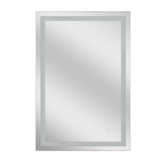 24 in. x 30 in. LED Lighted Frameless Rectangular Bathroom Vanity Mirror in White