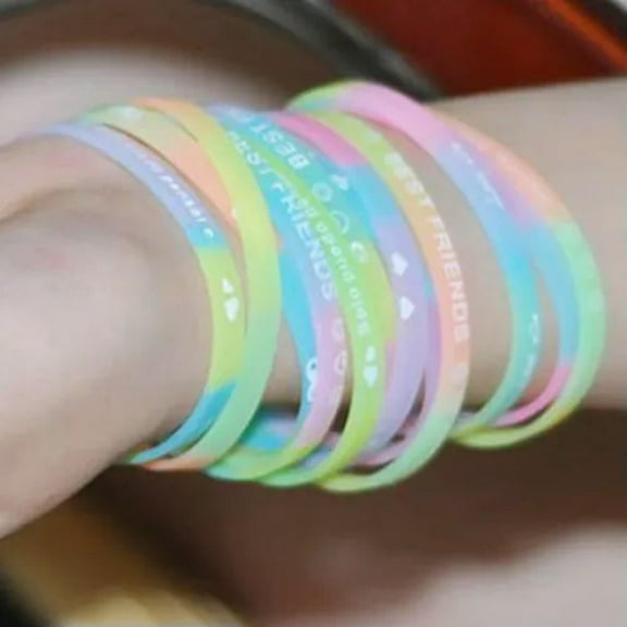 U8MO 20 Silicone Rubber Elastic 5mm Wristband Bracelet Cuff Bangle Sports Wrist Bands-Glow In The Dark