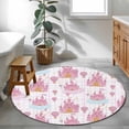 thumbnail image 3 of Pink Castle Round Area Rug 3Ft Washable Small Circle Rugs for Kitchen Entryway, Balloon Modern Art Stars Moon Non-Slip Carpet Floor Mats Indoor Outdoor Carpet Runner Aesthetic Home Decor, 3 of 8