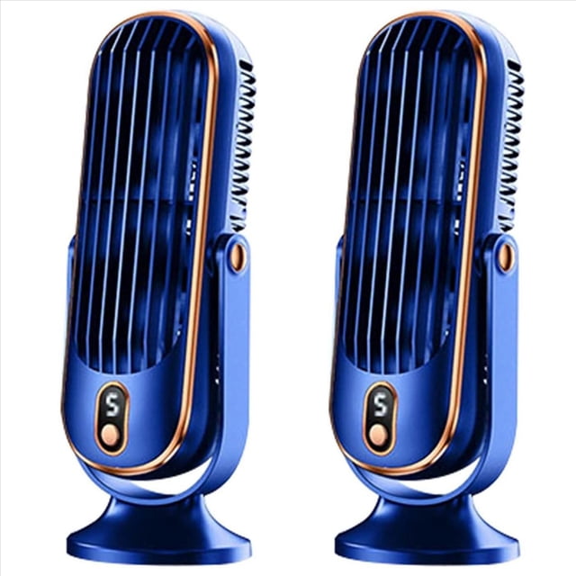 2X Ventilador de Torre Sin Aspas Abatible de 720°, Ventilador Silencioso Oscilante con 5 Modos, Eficiencia Energética para Dormitorio Oficina Azul