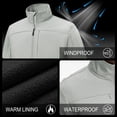 thumbnail image 3 of Muvtei Men's Softshell Jacket Fleece Lined Waterproof Stand Collar Soft Lightweight Shell Rain Jacket Windbreaker Outdoor Hiking LightGrey-S, 3 of 8