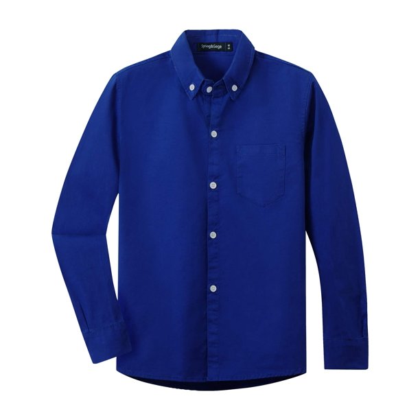 Spring&Gege Boys Long Sleeve Uniform Woven Twill Button Down Shirt for