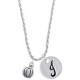 thumbnail image 1 of Delight Jewelry Silvertone Small Pumpkin Silvertone Script Initial Disc - J - Charm Necklace, 20"+3", 1 of 4