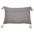 thumbnail image 2 of Fennco Styles Trios Ligens Collection Bohemian Cord AppliquÃ© Frayed Tasseled 100% Cotton 14 x 23 Inch Throw Pillow Case â€“ Grey, 2 of 2