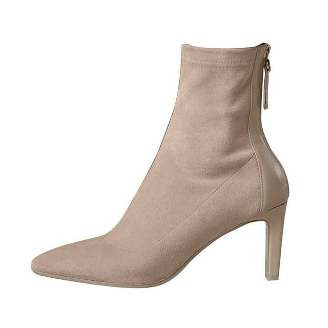 HBFAGFB Bottines pour Femmes Automne et Hiver Rétro à Bout Pointu Chaussures d'Automne avec Fermeture Éclair Arrière Taille A 38
