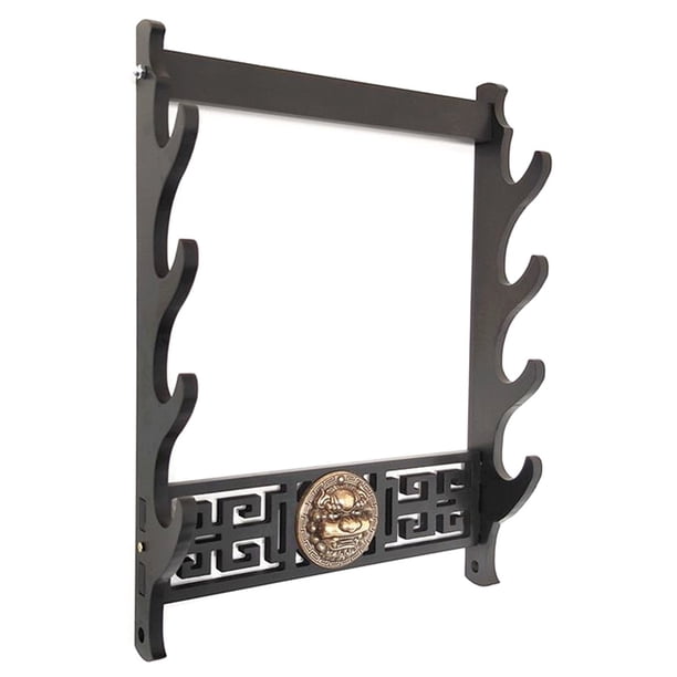 Soporte de Pared para Katana de 4 , Soporte de Madera para Exhibición, Soporte para Espadas, Organizador de Estantes para Katanas y Paraguas.