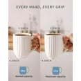 thumbnail image 3 of Ceramic Coffee Mugs Set of 4, 16 Oz Large Ribbed Coffee Cups with Big Handle, Unique Modern Style White Latte Mugs for Tea,Cocoa,Milk,Cappuccino, Microwave & Dishwasher Safe, 3 of 7