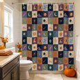 thumbnail image 2 of Purple Green Blue Plaid Shower Curtain, Waterproof Shower Curtains for Bathroom, Moon Floral Cat Checked Washable Fabric Bathtub Curtain Set Bath Decor with 12 Hooks Long 72"x84", 2 of 8