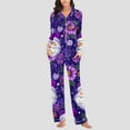 thumbnail image 6 of Christmas Pajamas Sets for Women Long Sleeve Holiday Graphic V Neck Button Down Length Pants Two Piece PJS Multicolor S, 6 of 7