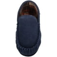 thumbnail image 2 of SNUGRUGS Leo Mens Suede Loafer Moccasin Slippers with Checked Cotton Inner and Rubber Sole - Navy - US 10, 2 of 7