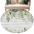 thumbnail image 2 of Sage Green Eucalyptus Leaves Round Area Rug 5 FT,Non Slip Bedroom Rugs,Summer Botanical Weeping Wooden Washable Soft Circular Carpet Non-Shedding Floor Mat for Kitchen Dining Room Foyer Balcony Dorm, 2 of 8