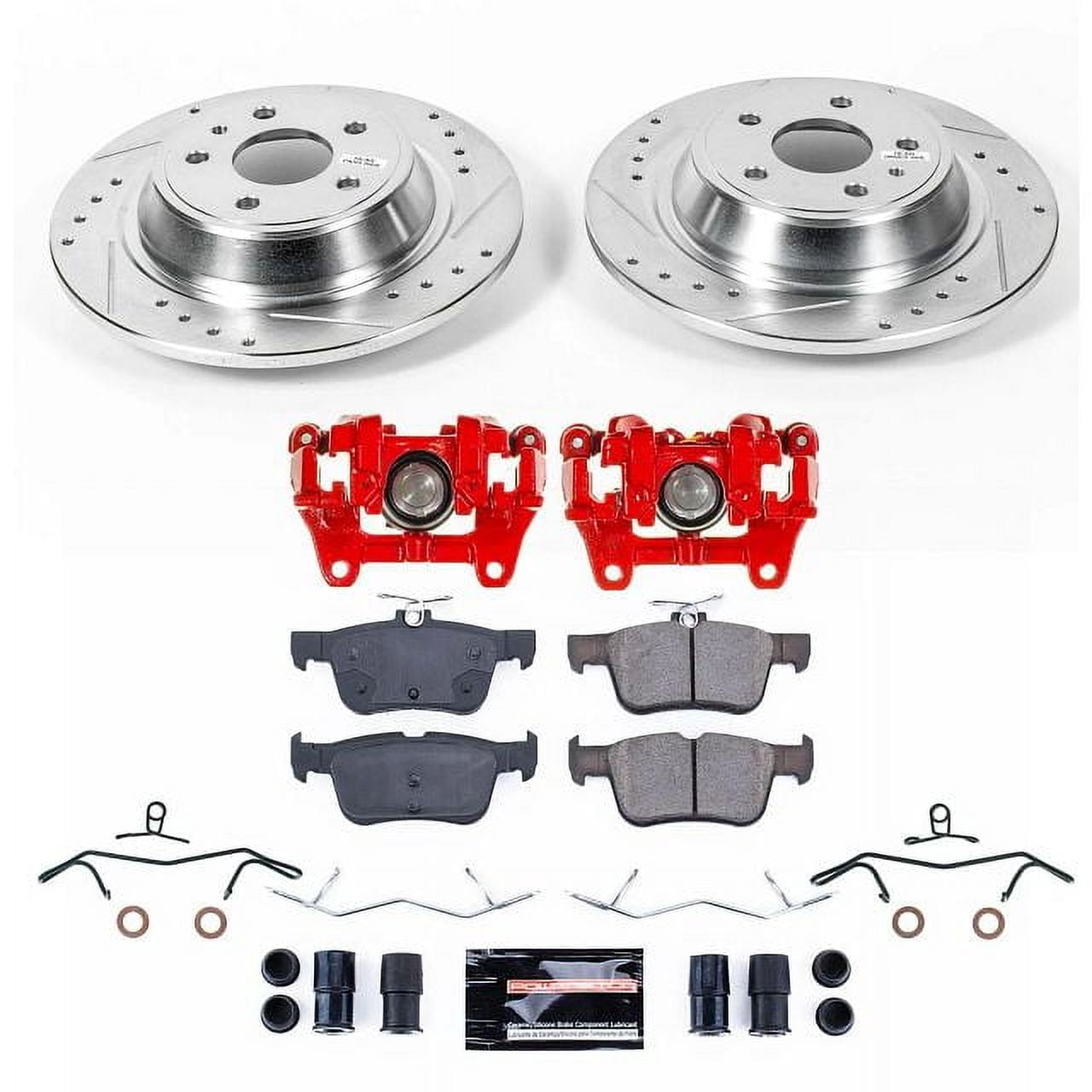 PowerStop Rear Z23 Evolution Sport Brake Pad and Rotor Kit with Red Powder Coated Calipers Fits: LINCOLN Select Models KC6559B
