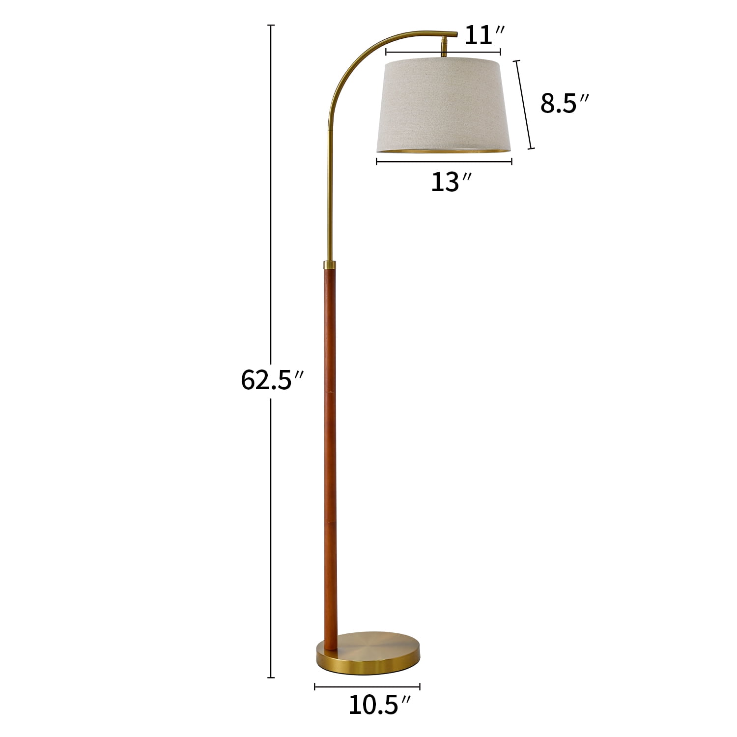 Oneach 62.5" MDF Metal Tall Floor Lamp with Lamp Shade, Farmhouse Standing Lamp for Bedroom, Living Room, Office