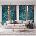 thumbnail image 6 of Teal Green Ocean Waves Kitchen Curtain for Berdoom Living Room Cafe 72 Inch Length, Red Boat Coastal Tiers Curtains Light Filtering Drapes Rod Pocket Window Treatment 2 Panels 52"Wx72"L, 6 of 8