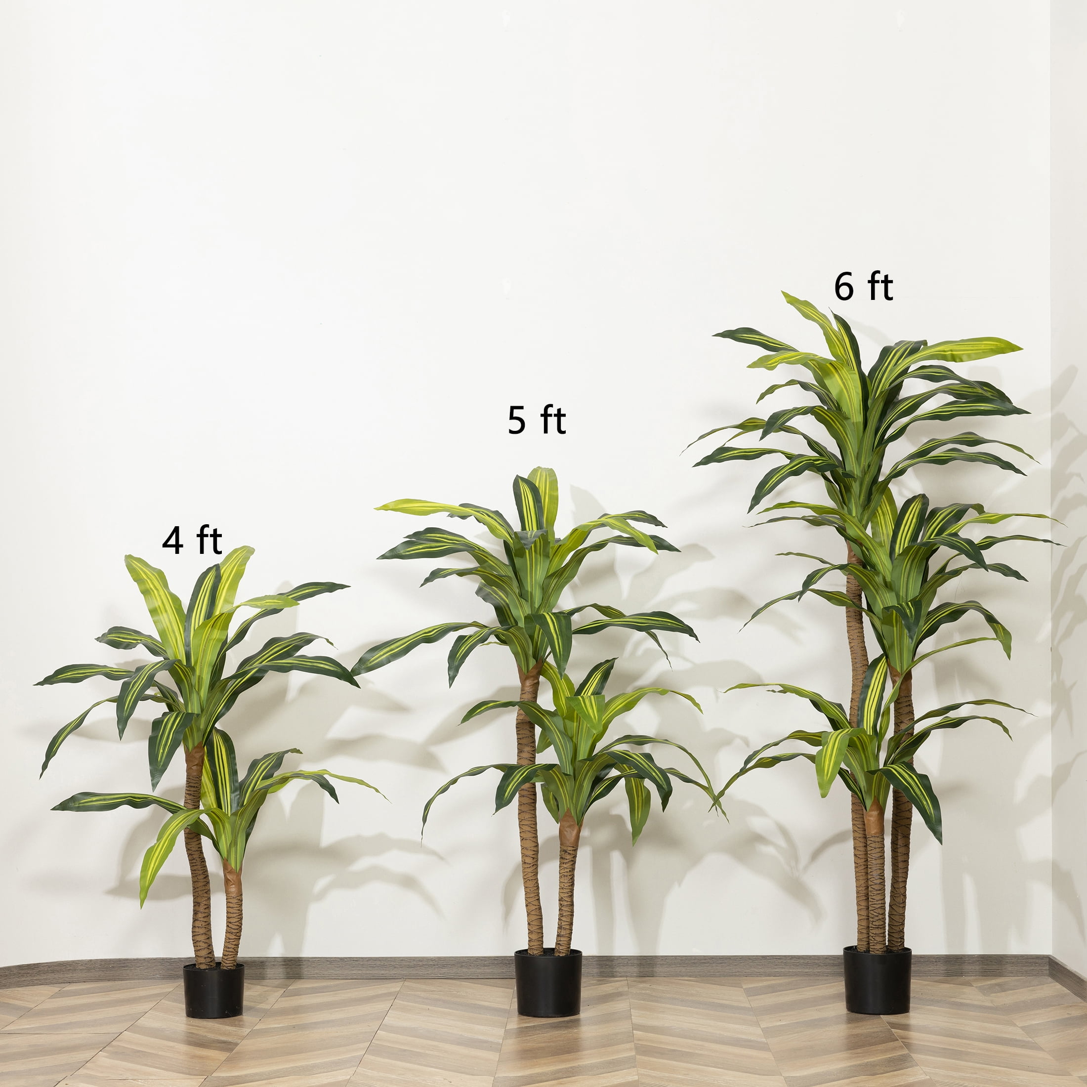 HiPlants 6ft Artificial Dracaena Plants in Black Plastic Pot, Faux Trees Indoor Outdoor Decor, Fake Plants for Home Decor Office Porch Patio Perfect Housewarming Gift