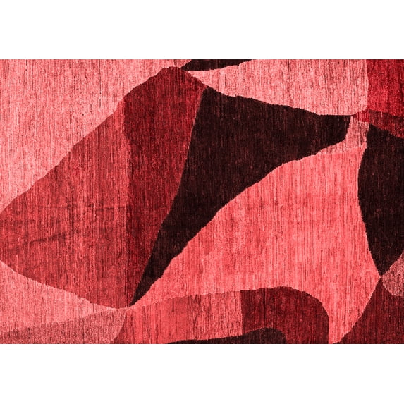 Ahgly Company Machine Washable Indoor Rectangle Oriental Red Modern Area Rugs, 6' x 9'