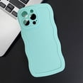 thumbnail image 4 of Case for iPhone 12 Case, Wave Curly Frame Design for Women Girls, Cute Wavy Phone Case, Soft TPU SLiquid Silicone Camera Protection Phone Cover for iPhone 12, Mint, 4 of 14