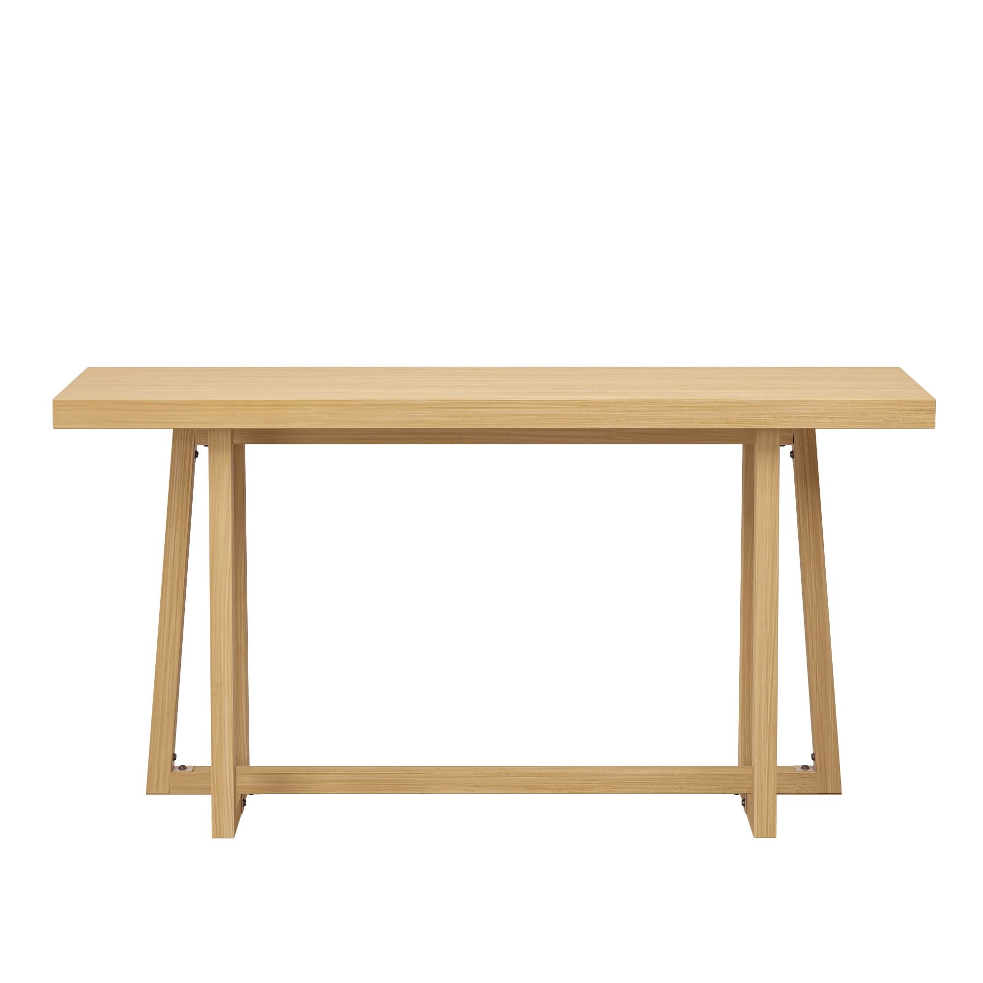 AENKYO 60" Console Table, Faux Wood Top Metal Entryway Table, Indoor/Outdoor Sofa Table for Hallway & Patio, Light Oak