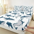 thumbnail image 3 of Feelyou Marine Shark Teen Full Size Sheets, Cartoon Sea Animal Bed Sheets, 4-Piece, 3 of 7