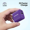 thumbnail image 4 of Powertek 20W USB-C PD + USB-A Dual Port Wall Charger, Carbon Design, Purple, 4 of 8