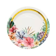 Fun Express Elevated Luau Pineapple & Floral Paper Dinner Plates 8 Count