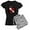 With Gray Camo Pant, variant on - Diver Down Shark Jaw Original Women's Dark Pajamas - Women's Short Sleeve Print T-Shirt and Pants Dark Cotton Pajama Set