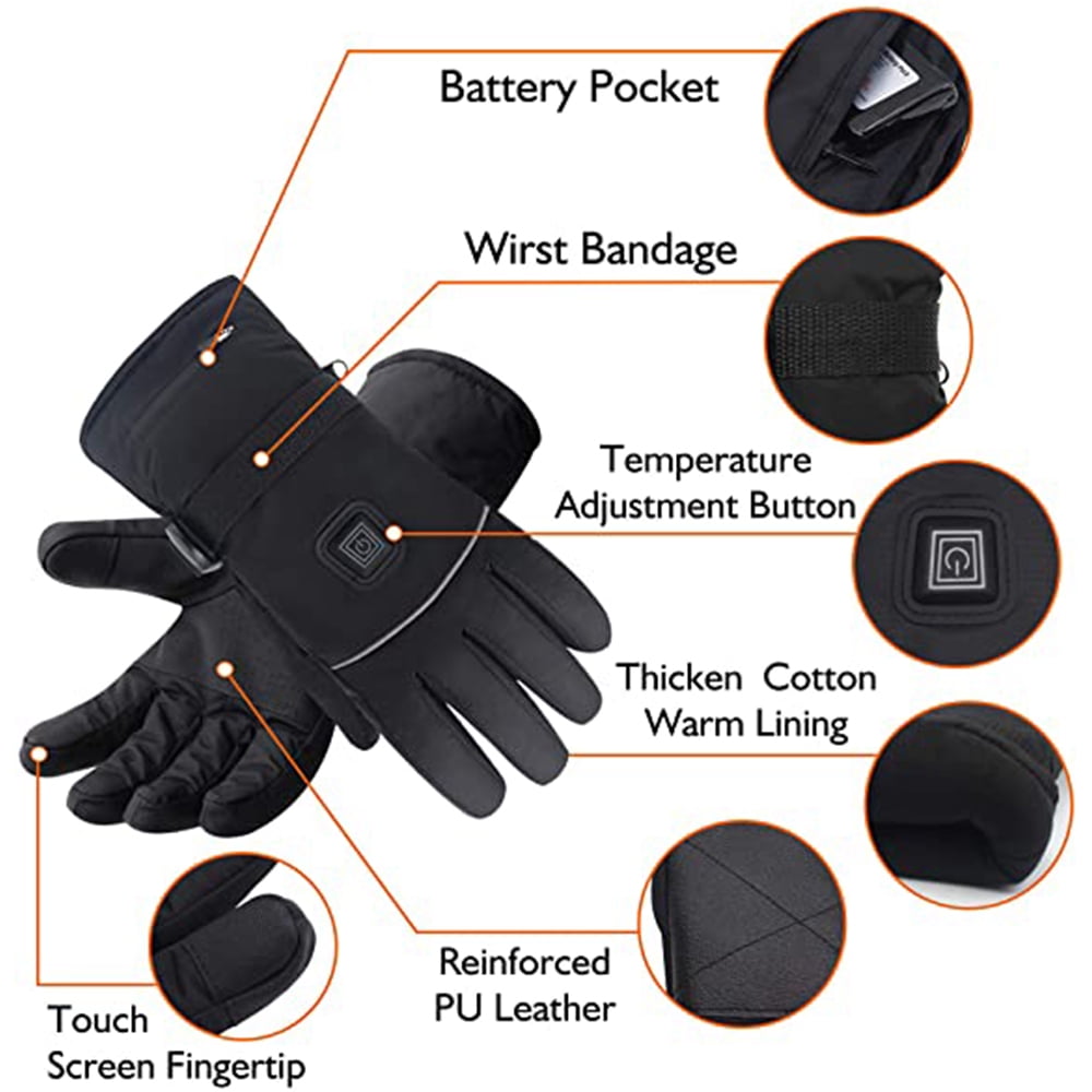 ZOELNIC Heated Glove for Men Women, 3 Heating Mode Electric Heated Gloves, Winter Warm Liners Glove for Unisex Winter Outdoor Sports