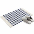 thumbnail image 4 of Navy Blue White Plaid Bathroom Rug 2'x3', Farmhouse Checkered Buffalo Low Profile Front Entryway Rug with Tassels, Woven Cotton Washable Kitchen Mat Carpet for Foyer Bedroom Back Door Decor, 4 of 9