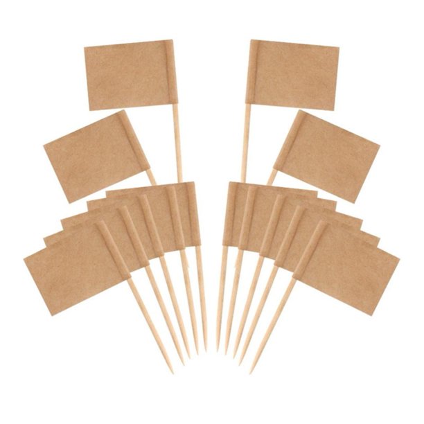 100 unids/set palillo de dientes bandera creativa llamativa decorativa en blanco comida bandera Cupcake Topper para Partylight marrón Rojo Verde Cocina, Decoración y Otros