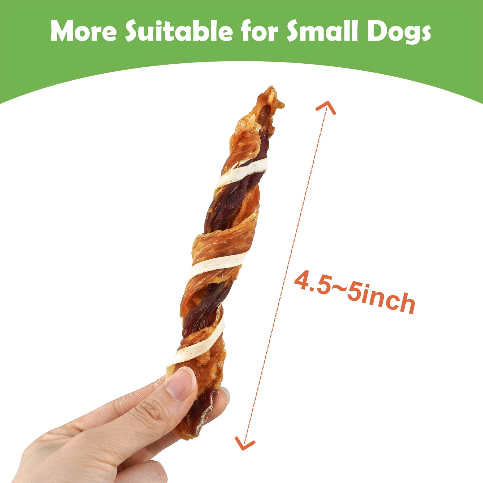 MON2SUN Chicken Duck & Codfish Twist Sticks Small Dog Treats, 17.64 oz (50 Count), 4.5-5 Inch