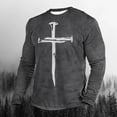 thumbnail image 2 of NaWent T-shirts Graphiques pour Hommes Liquidation Hommes Décontracté Col Rond Chandail Imprimé Manches Longues Blouse Gris L Gris L, 2 of 3