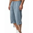 thumbnail image 3 of HIMONE Pantalon de Jogging Court en Lin pour Hommes, Capri de Course, sous le Genou, Taille Élastique, Pantalon de Détente avec Poche, Bas de Pyjama pour Dormir, 3 of 4