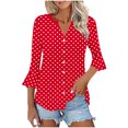 thumbnail image 4 of Kezqiaxn Blouses for Women Dressy Casual 3/4 Sleeve Loose Button Down Shirts V-Neck Summer Tops Fashion Clothing, 4 of 7