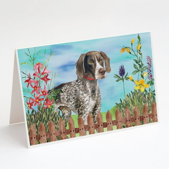 German Shorthaired Pointer Spring Greeting Cards and Envelopes Pack of 8