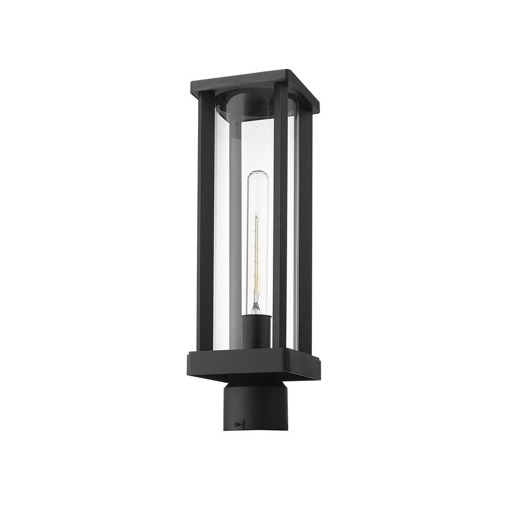 1 Light Outdoor Post Mount Fixture Frame Finish Black