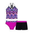 thumbnail image 1 of RUNQHUI Kids Girls Swimwear Swimming Tankini Bikini Set Athletic Beach Sports Swimsuit Rash Rose Red Geometry 10, 1 of 7