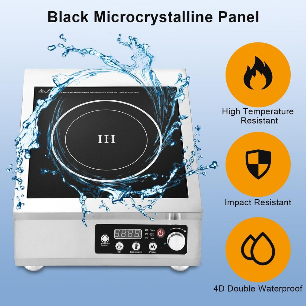Commercial Induction Cooktop, 3500W Powerful Electric Induction Burner, 8 Power Levels Electric Burners for Cooking, Induction Hob for Chefs, Hotels