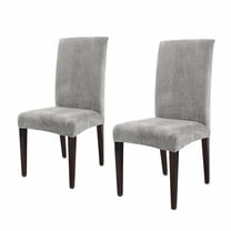 AUQ 2Pcs Chair Seat Covers,High-Quality Polyester Chair Covers for Dining,Expandable Chair Cover Dining Chair Slipcovers,Gray