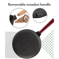 thumbnail image 3 of Brizoll Cast Iron Crepe Pan with Removable Wooden Handle 8.7" (22 cm) Cast Iron Pancake Pan Pre-Seasoned Frying Pan For Pancakes Kitchen Pan Cookware, Black, 3 of 7