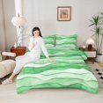 thumbnail image 4 of Feelyou Green Art Watercolor Queen Comforter Set, Modern Abstract Ombre Bedding Sets, Ink Minimalism Fashion Reversible Bedding Comforter Set, Microfiber Bedroom Decor, 3pcs, 4 of 8