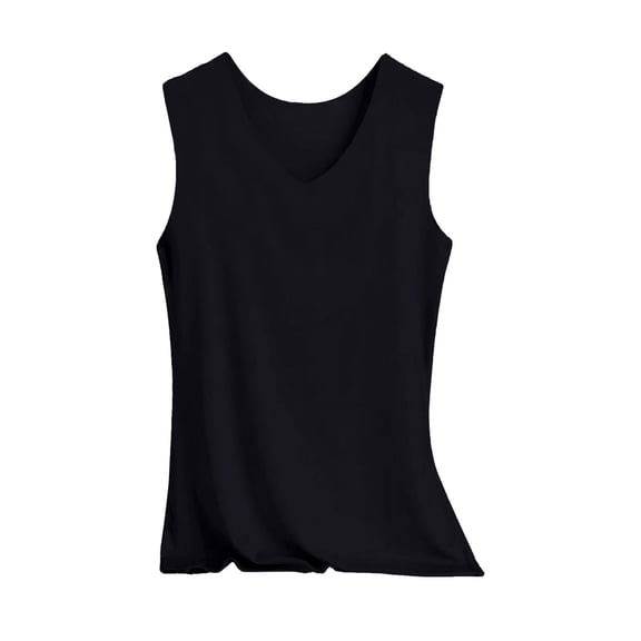 Ticikt Women's V Neck Silk Camisole Sleeveless Tank Top Soft Stretchy Breathable Loungewear for Home Casual Layering Basic Piece,Color:Black
