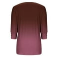 thumbnail image 6 of EchfiProm Womens Crew Neck T-Shirts Fall Tops Relaxed Fit 3/4 Sleeve Pullover for Ladies Wine, 6 of 7