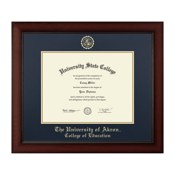 Framerly - Akron Education Diploma Frame with Navy and Gold Mat