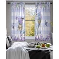 thumbnail image 3 of Purple Flowers Sheer Curtains 54 Inch Length 2 Panels Set for Living Room/Bedroom, Weeping Spring Floral Bicycle Checkered Kitchen Curtains Grommet Semi-Sheer Curtains Window Treatments 42"x54"x2, 3 of 7