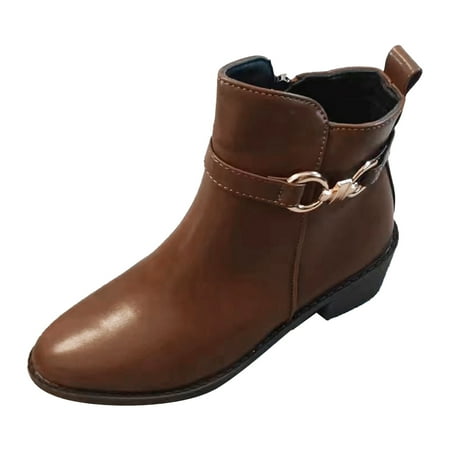 GHSOHS Cowboy Boots for Women Riding Boots Ankle Boots Shoes Womens Hiking Boots Artificial Leather Fall Square Heels Zipper Short Booties Round Toe Shoes Western Cowgirl Boot Rain Boots Size 42