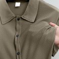 thumbnail image 6 of Men's Casual Short Sleeve Button Down Collar Shirt Solid Color Polyester Comfortable Daily Wear, 6 of 6